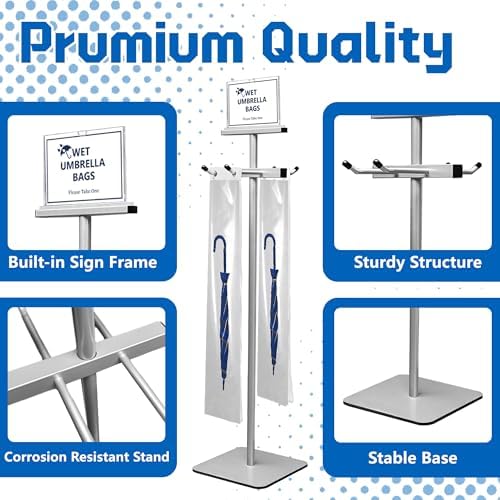Montex Wet Umbrella Stand with 200 Plastic Bags and Holder