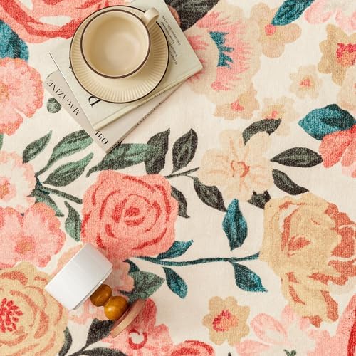 PureCozy Washable Floral Runner Rug 2x6 Beige