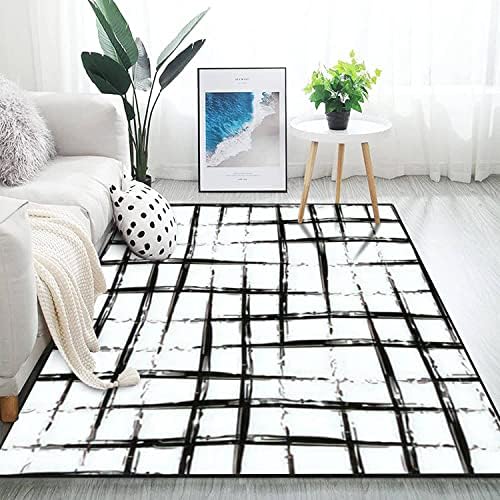 Modern 3D Area Rug Black Burlap Seamless Hessian Fiber