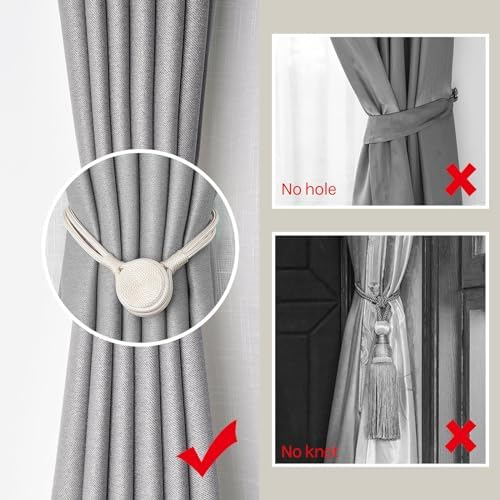 NICEEC 4 Pack Magnetic Curtain Tiebacks with Unique Medal Shape