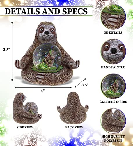 CoTa Global Sloth Snow Globe - Sparkly Pink Glitter Decor