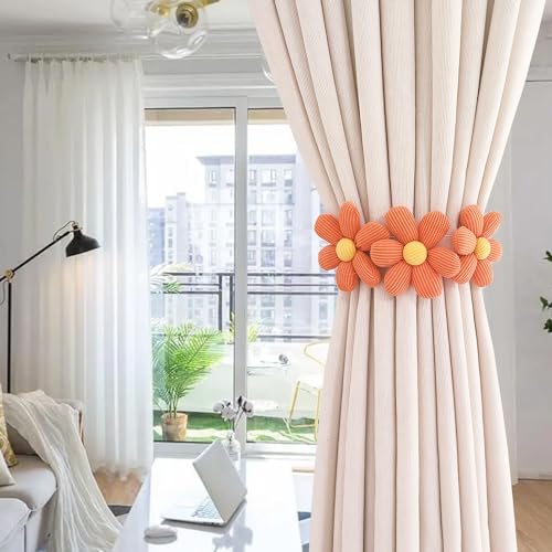 2pcs Flower Curtain Buckles Orange