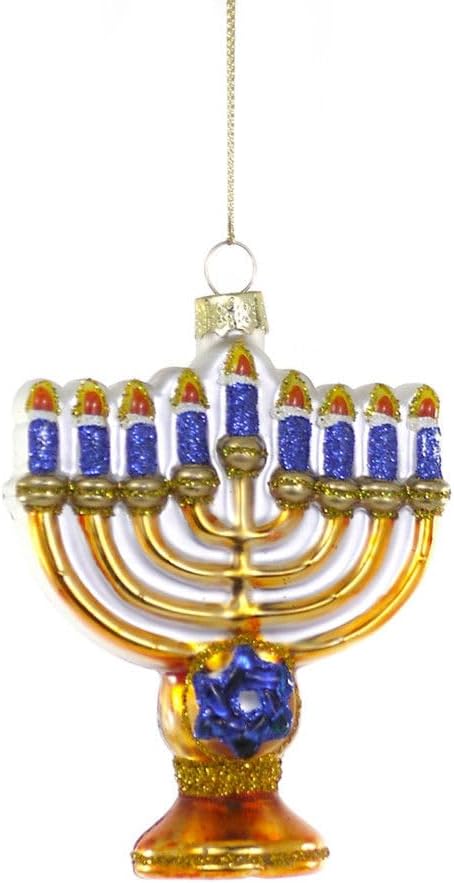 Cody Foster Menorah Ornament 4 Inch Glass GL-734