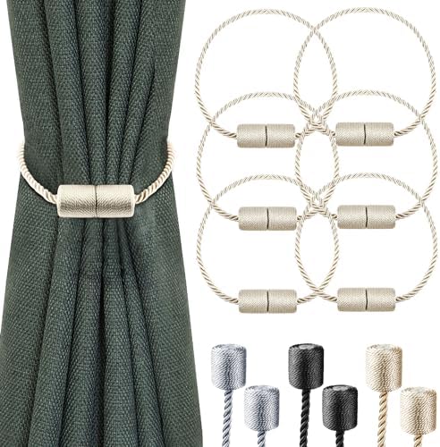 VEAGINS 6 Pack Magnetic Curtain Holdbacks Beige