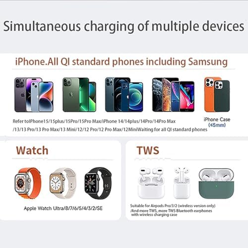 IHAO 3in1 Wireless Charging Alarm Clock Night Light