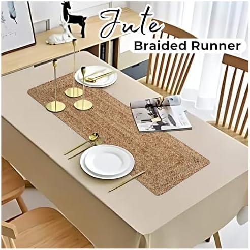 HOMIDATE Natural Jute Table Runner 13x36 Inch