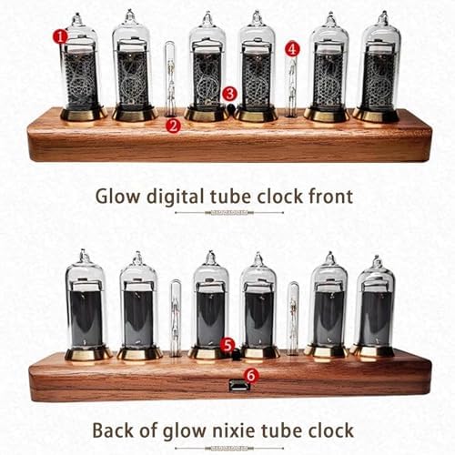 Glow Digital Tube Clock with Adjustable Brightness and Touch Control