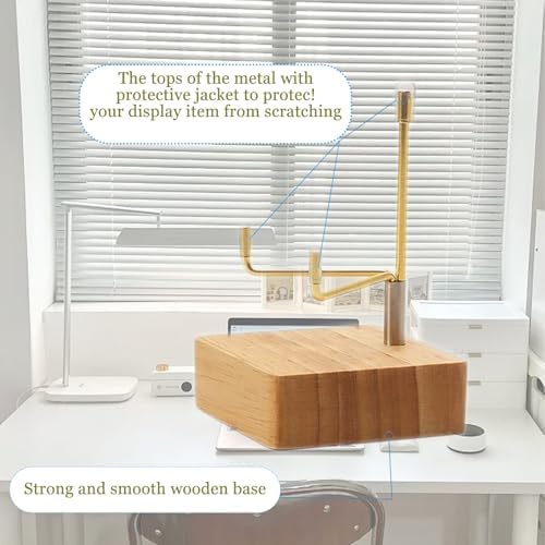 4 Pcs Adjustable Rock Display Stand with Wooden Base
