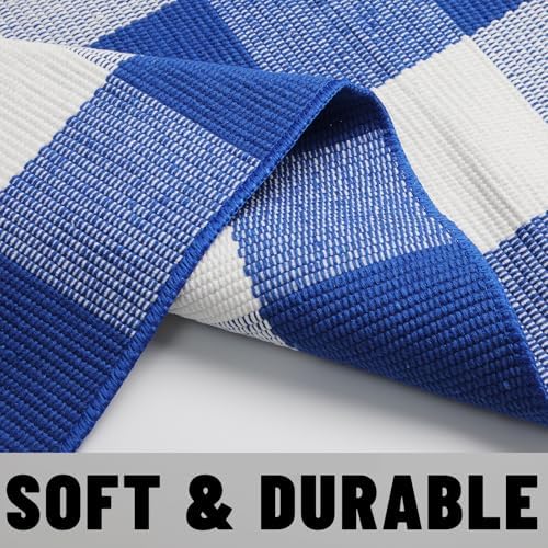Wayye Buffalo Plaid Area Rug 275 x 43 Blue and White