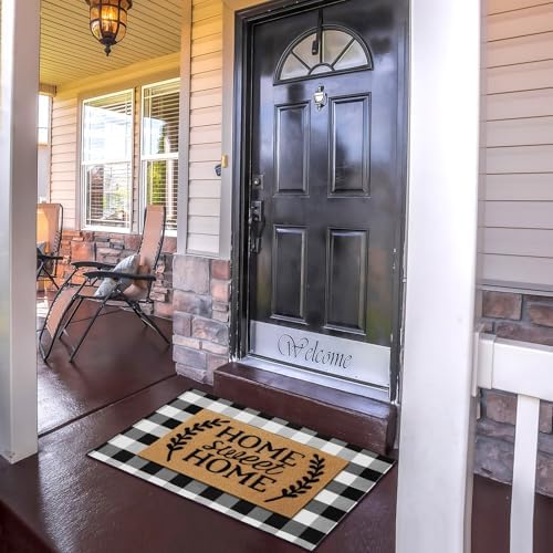 2 Pcs Buffalo Plaid Door Mat Front Porch Rug Coir Imitation