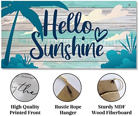 Hello Sunshine Wood Wall Sign 12x6 Inch