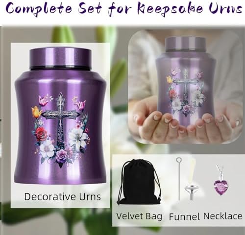 Purple Cross Urns for Ashes Large Personalized Cremation Urn for Adults