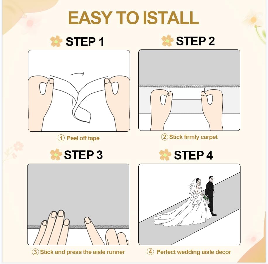 Frenzybird Aisle Runner for Wedding 3x50 Feet White Carpet