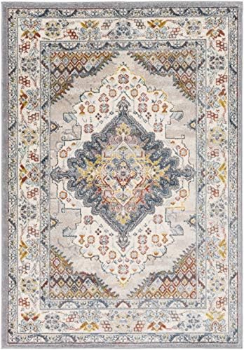 Livabliss Anja Oriental Medallion Area Rug 67 x 9 Grey