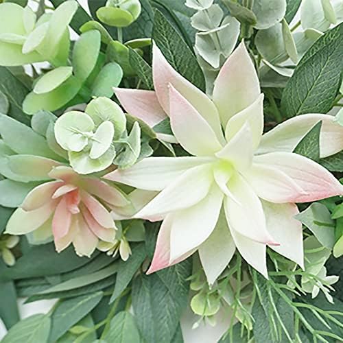 276 Inch Artificial Eucalyptus Swag with Succulents Spring Floral Wreath Green