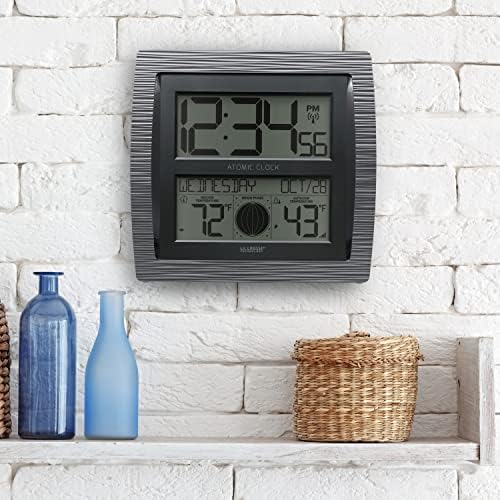 La Crosse Technology BBB86118 Curved Atomic Digital Clock with Moon Phase and Temperature