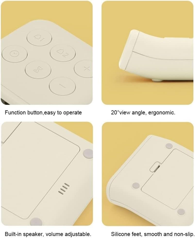 Dual Alarm Clock with Snooze Battery Operated Silent Intelligent Dimming 5 Volume Levels