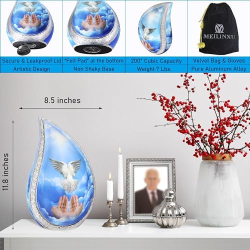 Blue Dove Teardrop Cremation Urn for Adult Large Size