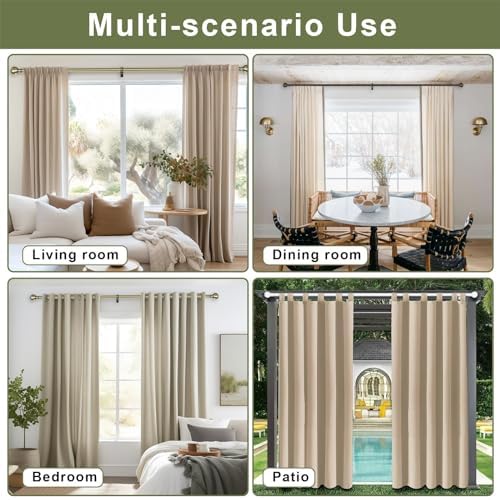 Vimayta 1 Inch Diameter Adjustable Curtain Rod 72-144 Inches Brushed Gold