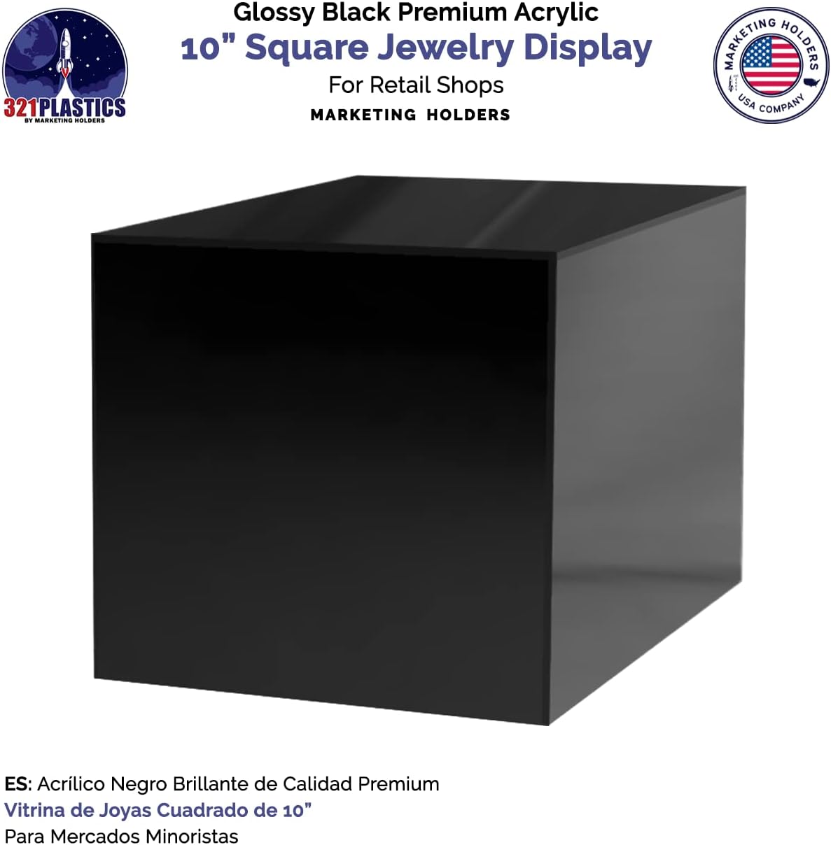 Acrylic Pedestal Stand 10x10x10 Black Display Riser