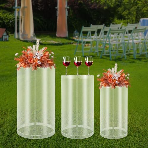 3Pcs Clear Cylinder Pedestal Stand for Display