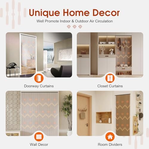 Wooden Beaded Curtain 354 x 866 Doorway Room Divider