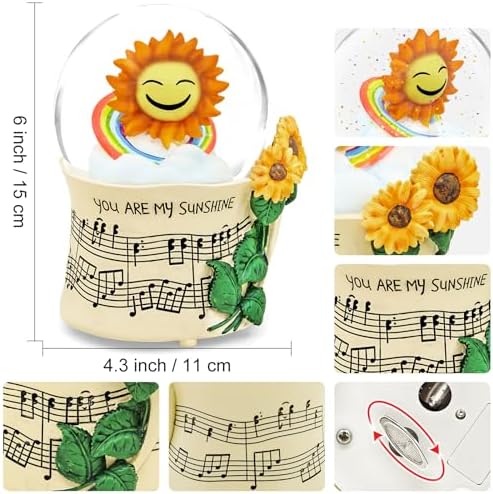 Sunflower Music Box with Light and Snow Globe