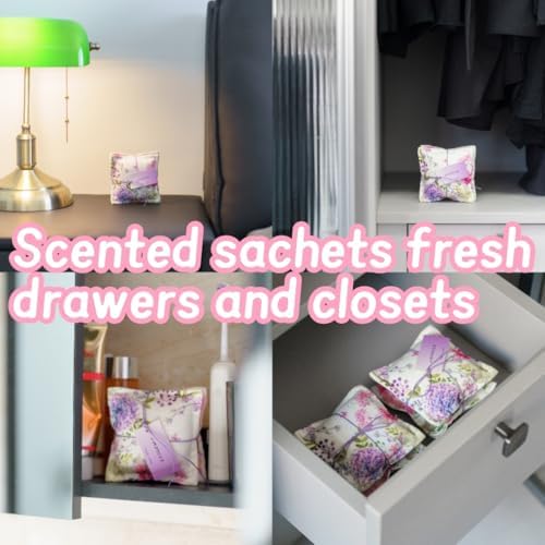 Aucuda 4 Pack Lavender Scented Sachets for Drawers Closets