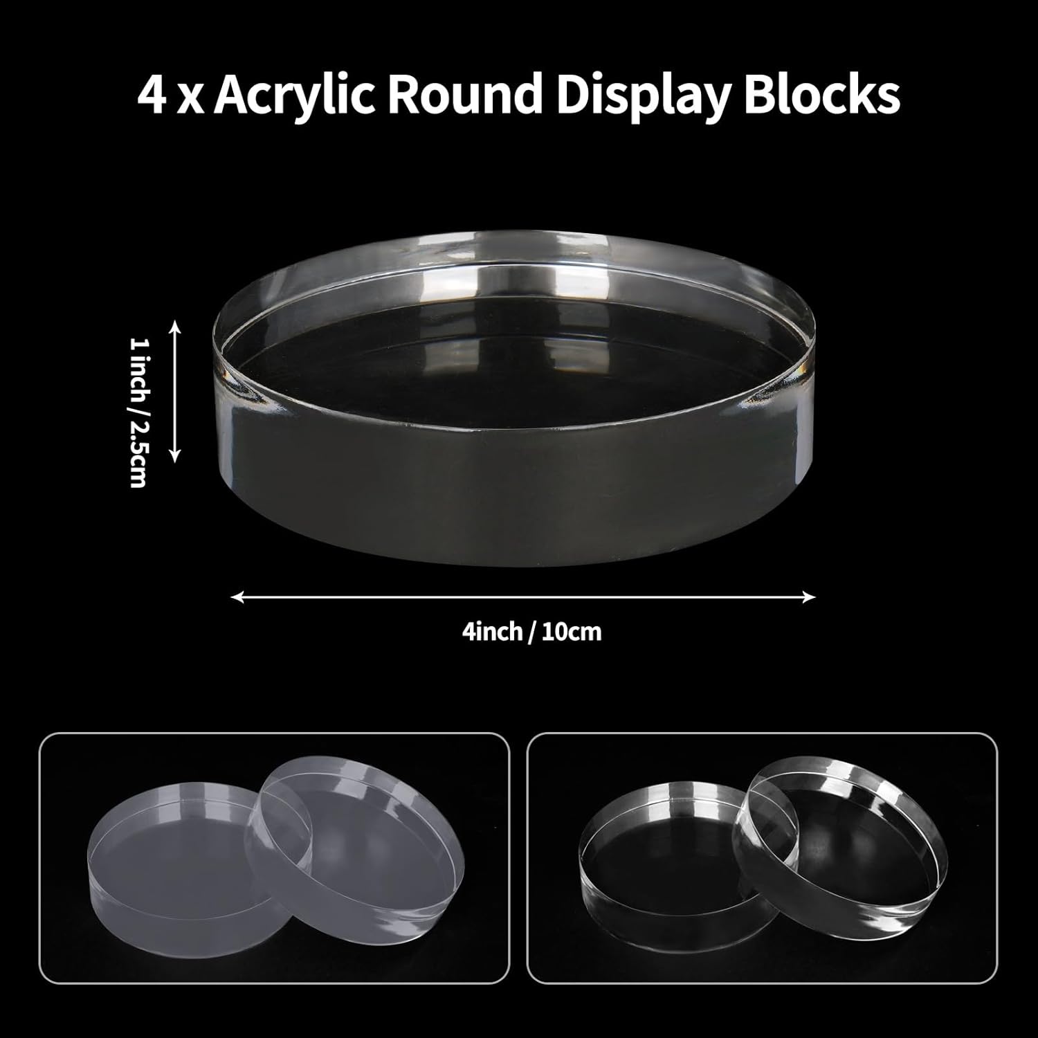 4 Pack Acrylic Round Display Blocks for Table Showcases