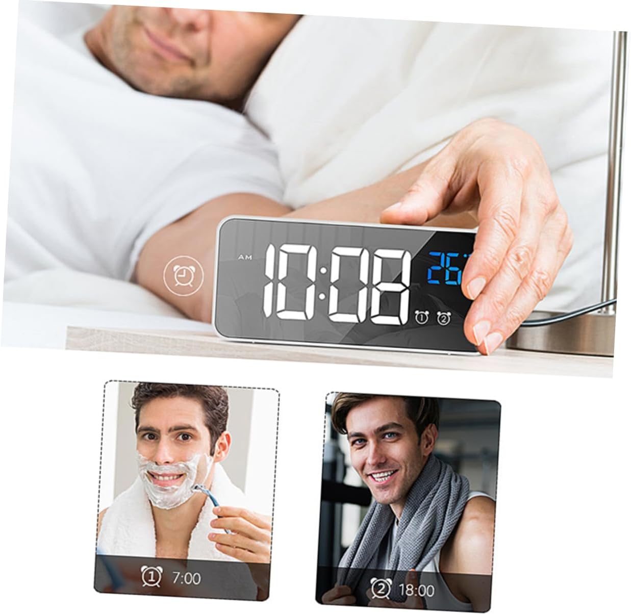 PRETYZOOM Music Charging Alarm Clock with Large Screen for Boys Girls