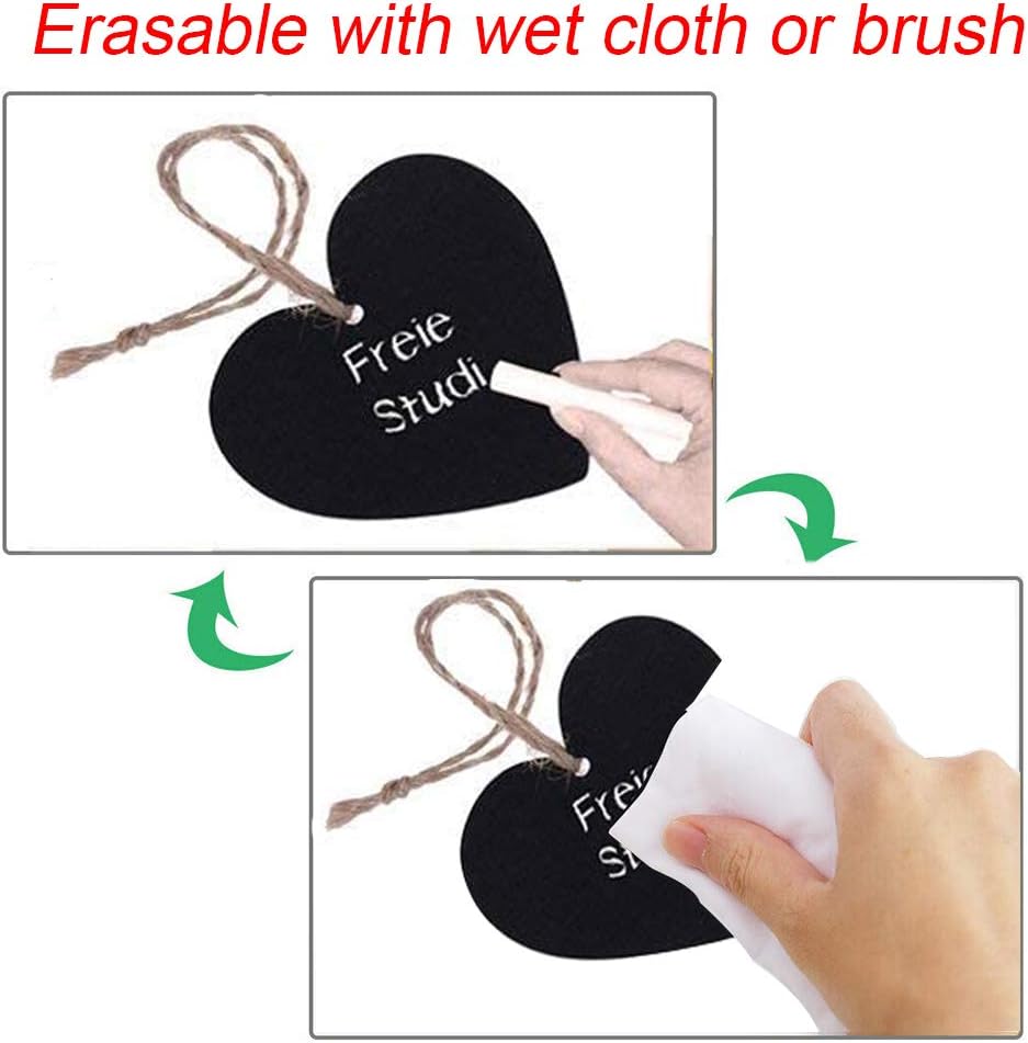 15Pcs Mini Heart Shaped Chalkboard Signs for Decorations