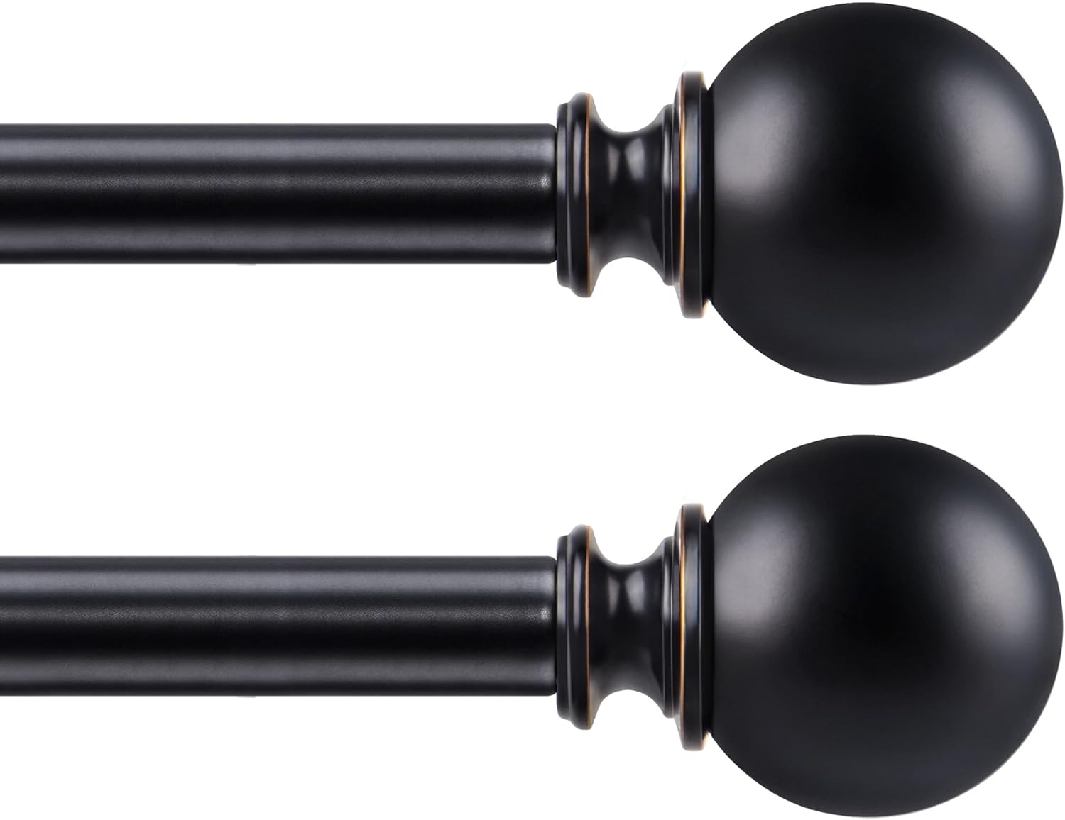 KAMANINA 2 Pack Adjustable Curtain Rods Black
