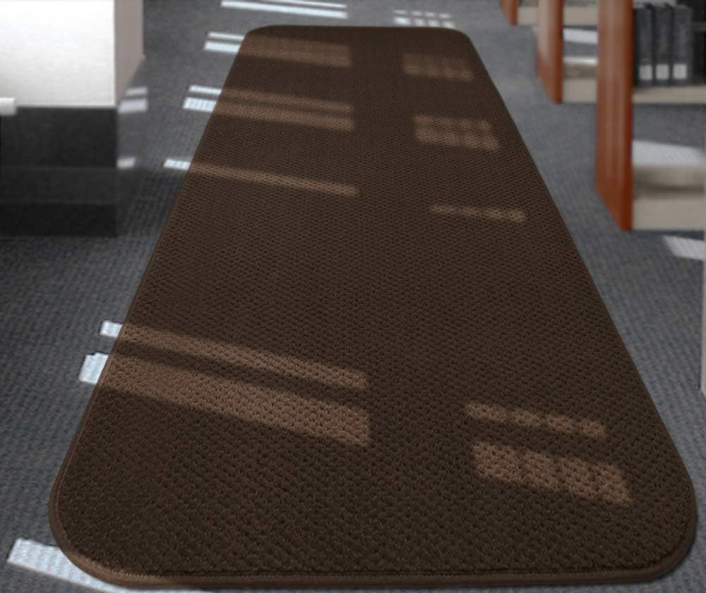 Skid-Resistant Carpet Runner in Chocolate Brown 10x27