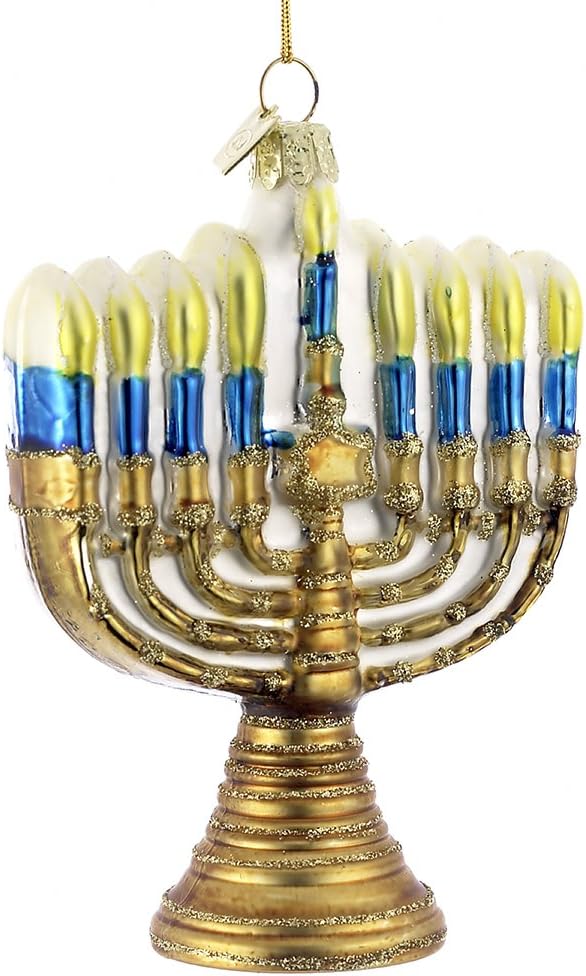 Kurt Adler 45 Inch Glass Gold Menorah Ornament