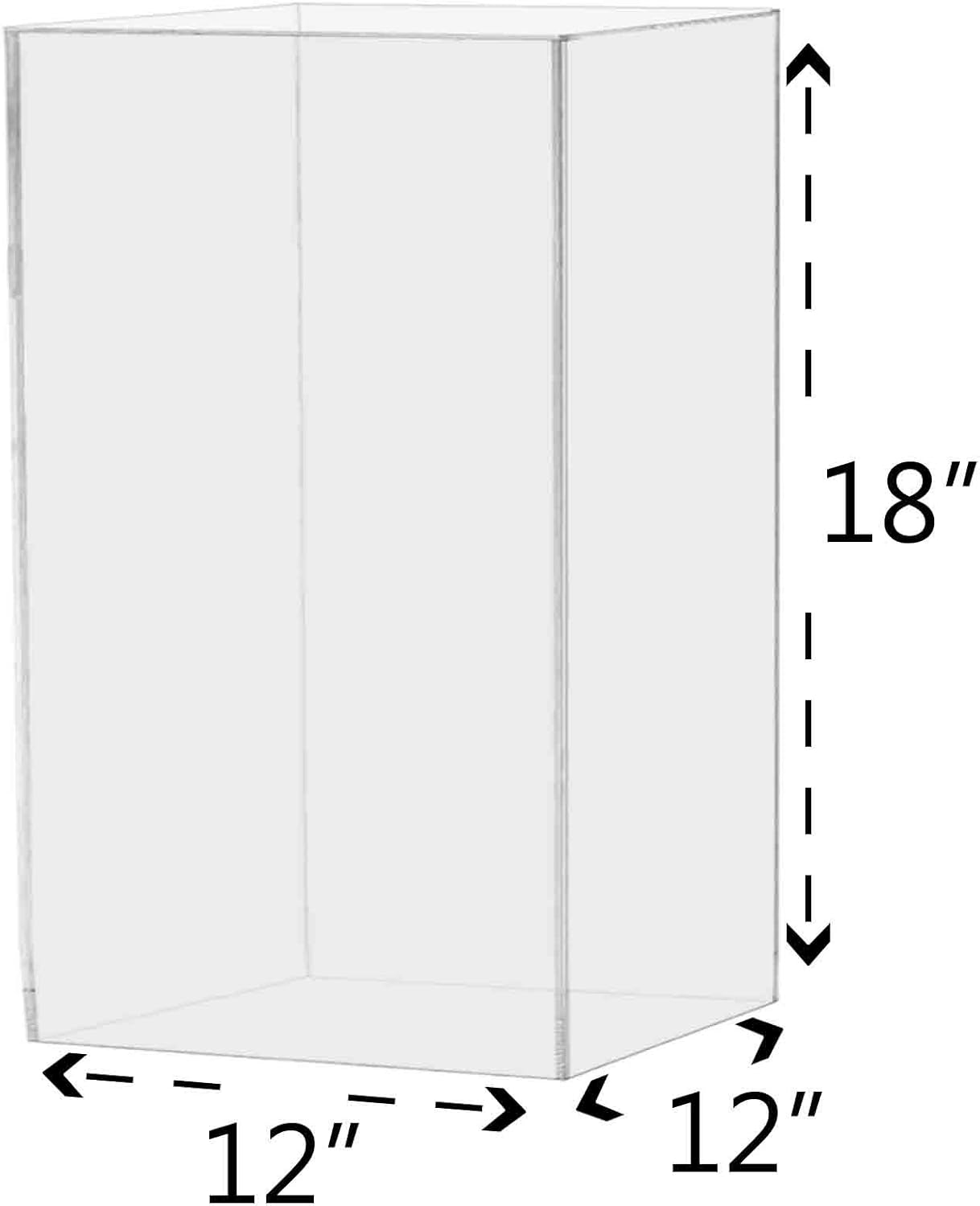 12x12x18 Clear Acrylic Display Box with Black Base