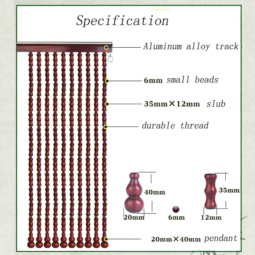 Beaded Curtain with Wooden Beads and Gourd Pendants