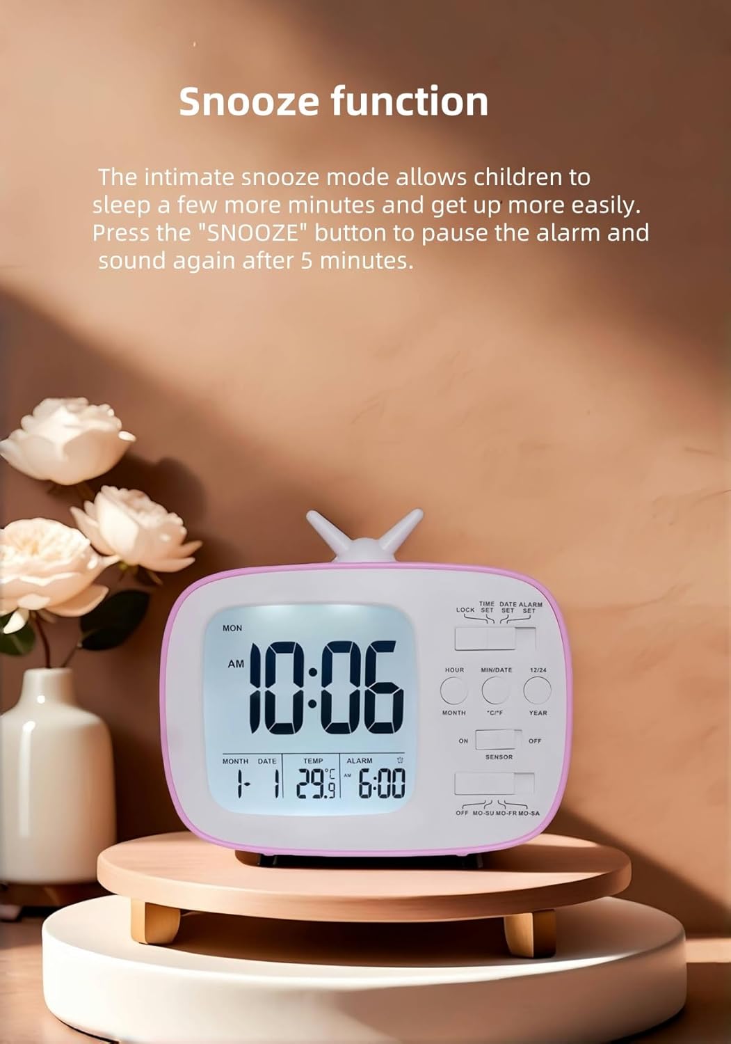 YHFITN Smart Digital Alarm Clock for Kids Bedroom Green