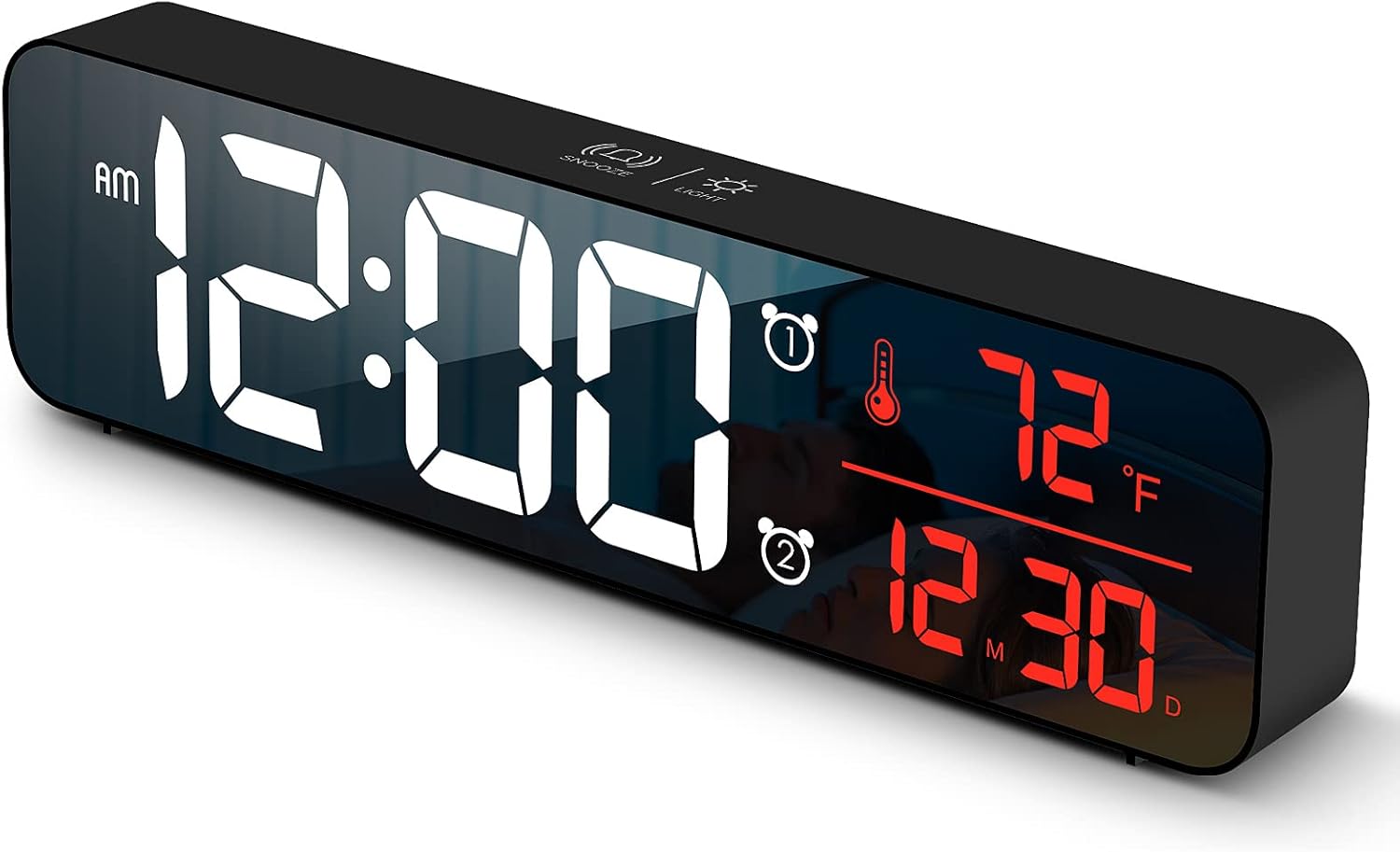 Large Digital Wall Clock with Alarm and Temperature Display