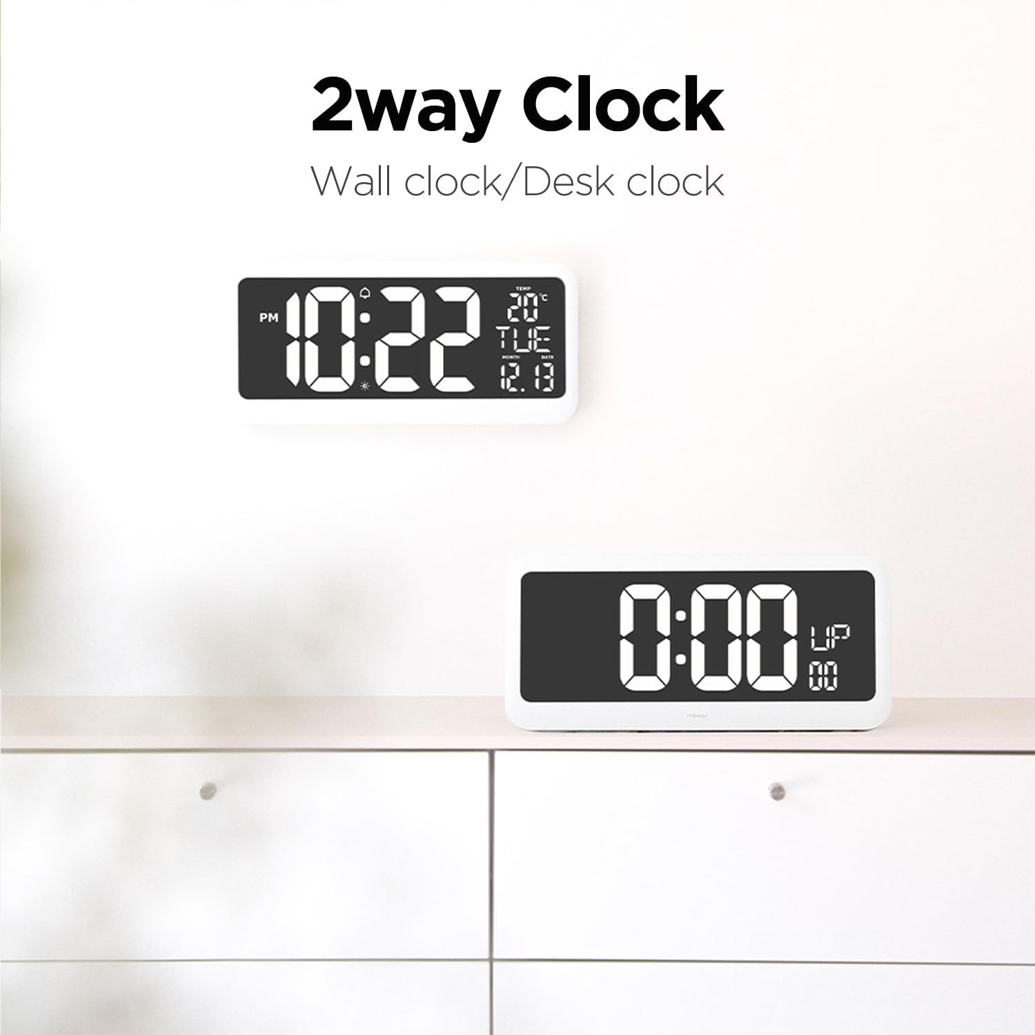 Mooas Digital Alarm Clock with Mirror Display