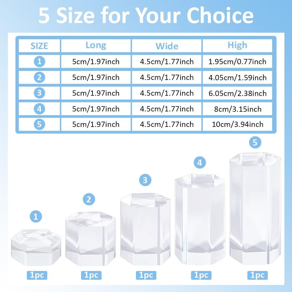 BENECREAT 5 Pcs Acrylic Display Pedestals