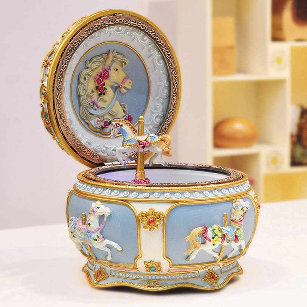 Classical Carousel Horse Music Box with LED Lights