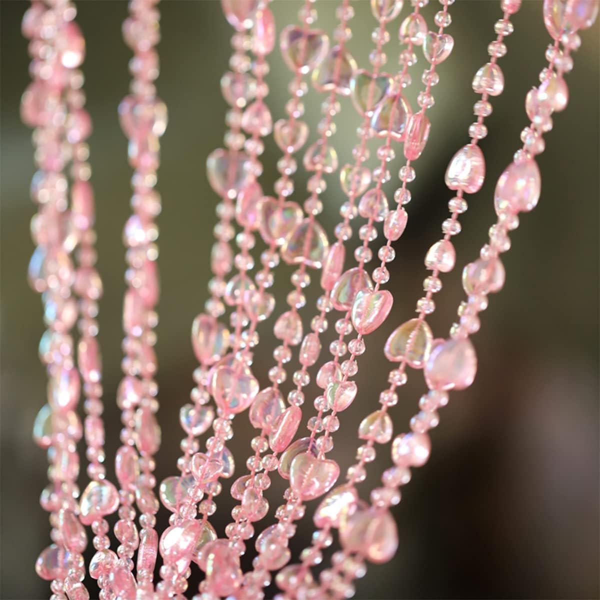 Pink Decorative String Door Curtain with Metal Ring