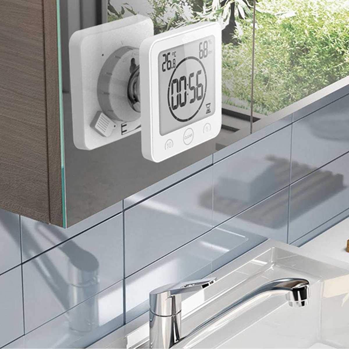 BTZHY Waterproof Digital Wall Clock with Alarm and Temperature Humidity Display