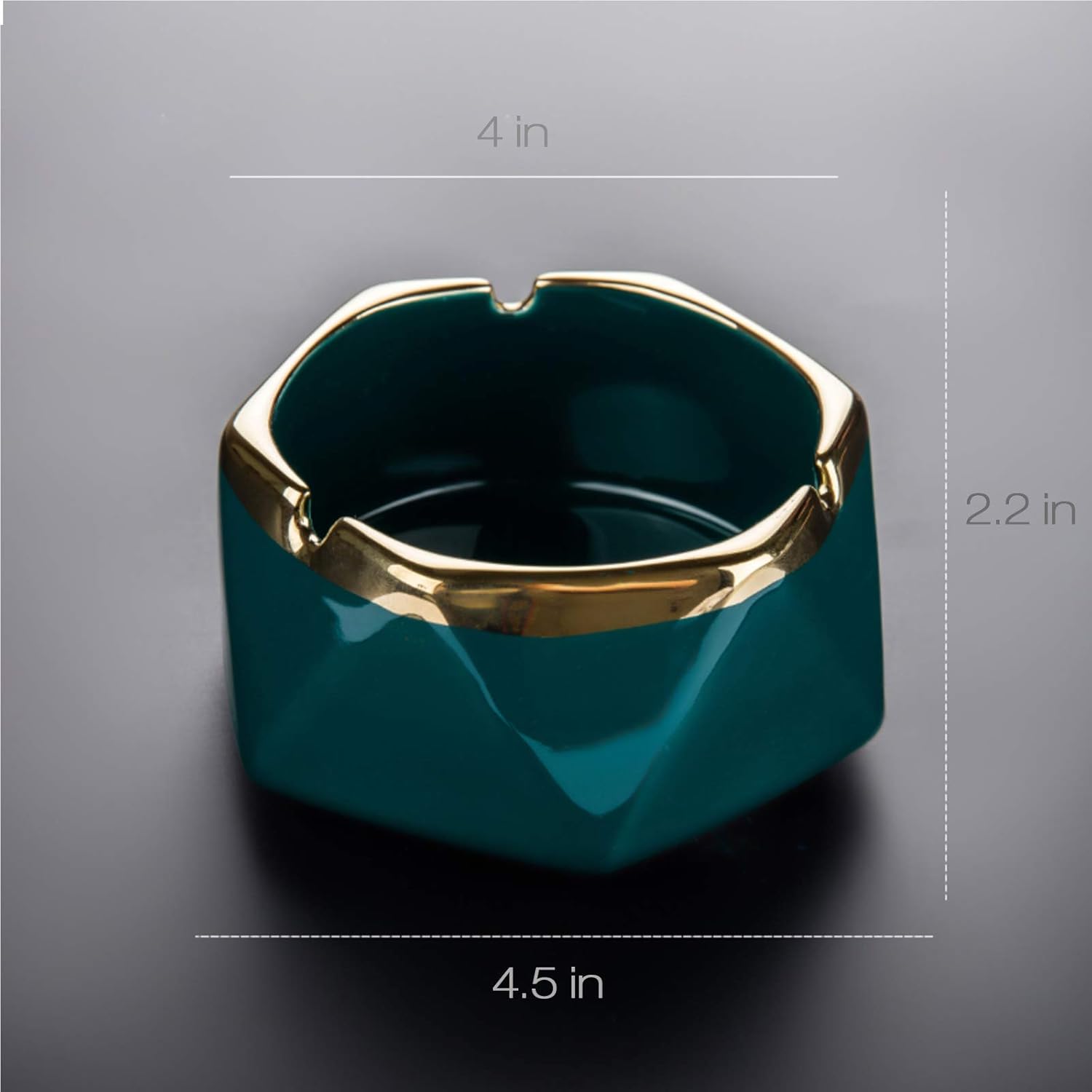 Ceramic Ashtray 5 Inch Emerald Blackish Green