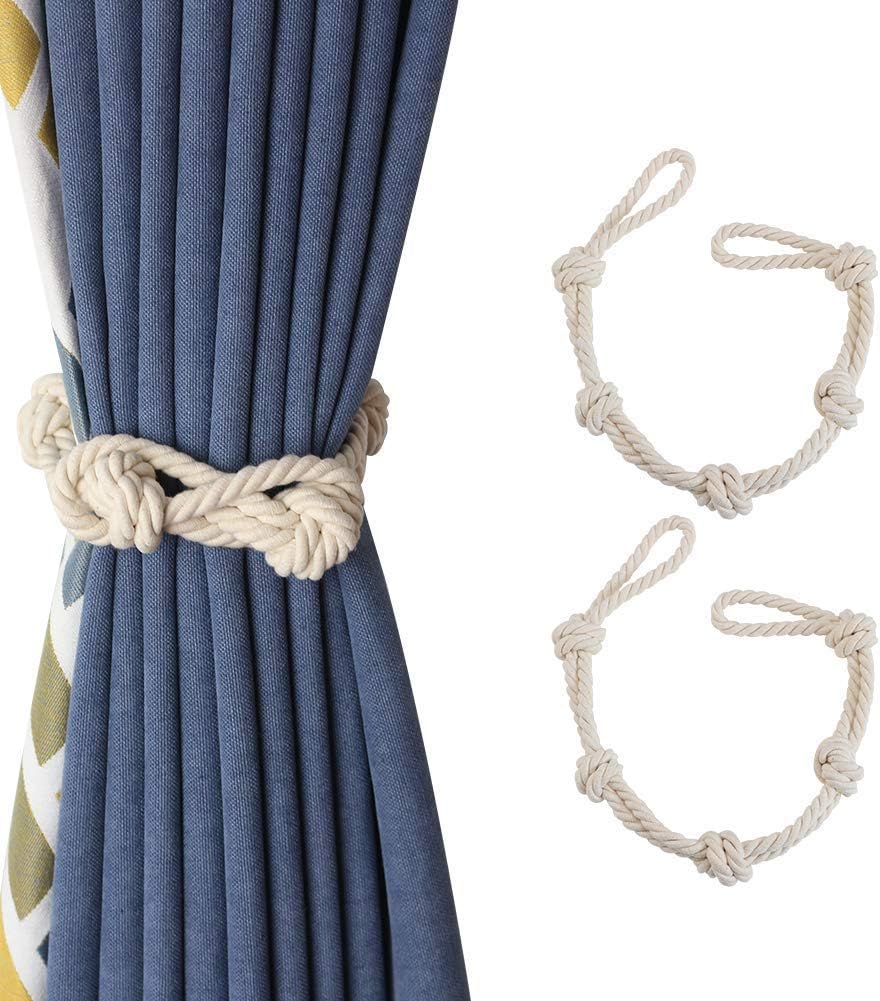 BEL AVENIR 2 Pack Boho Cotton Curtain Tiebacks