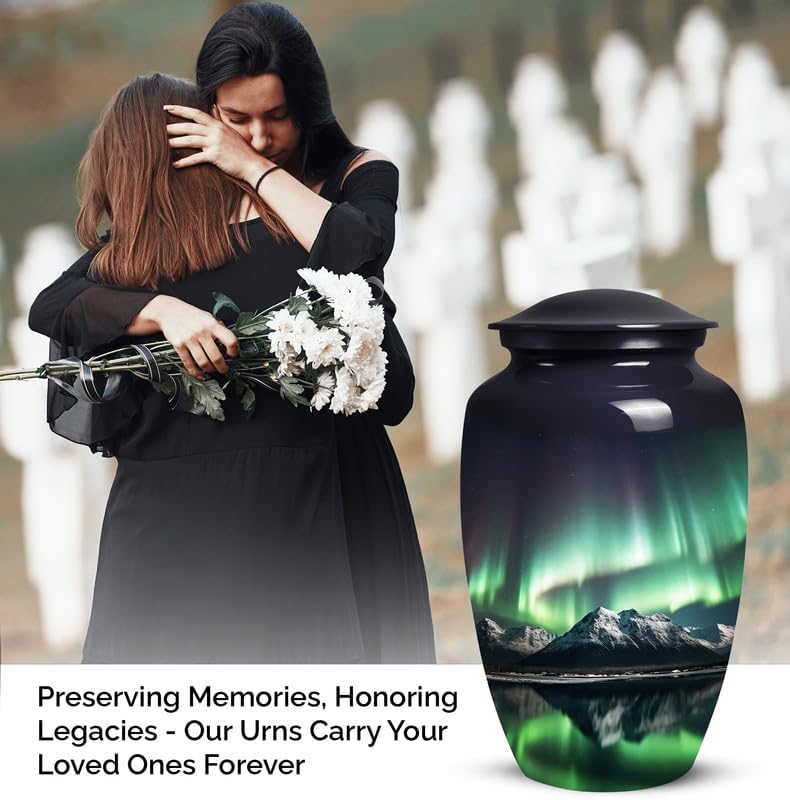 YATSKIA Large Aurora Borealis Cremation Urn for Adult Ashes