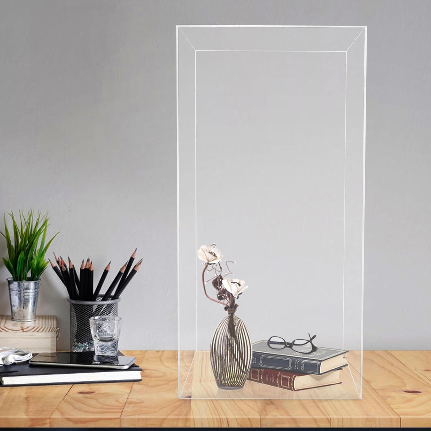 12x12x24 Clear Acrylic Cube Pedestal Display Stand - 5-Sided Wedding Centerpiece Riser