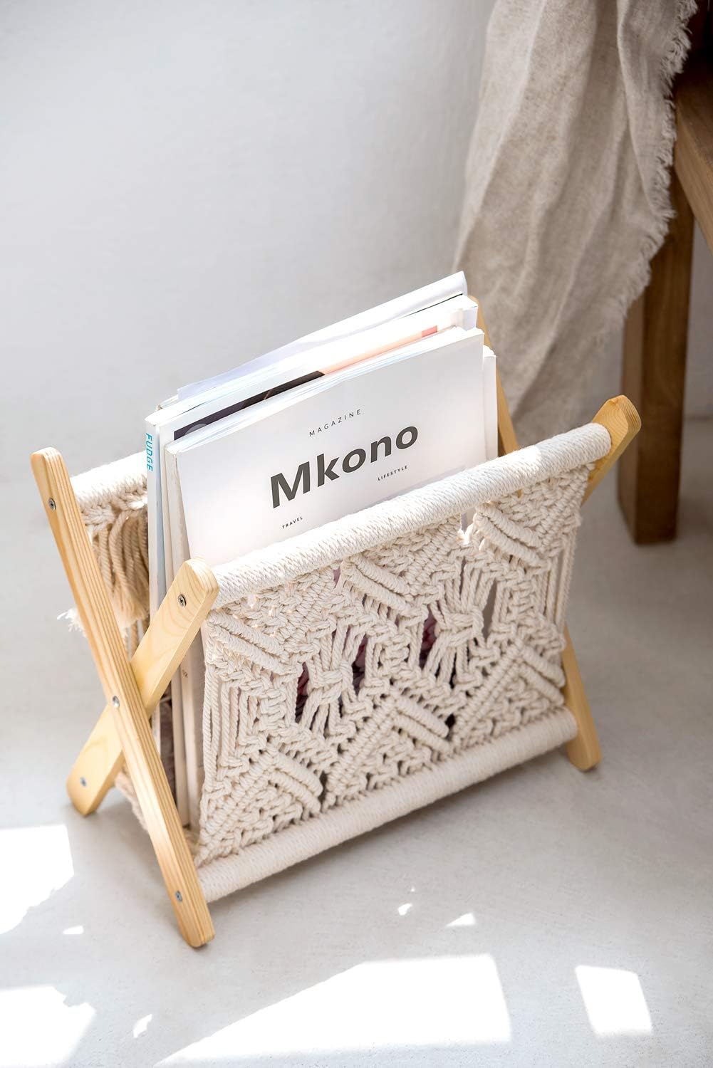 Mkono Macrame Magazine Rack Boho Storage Holder
