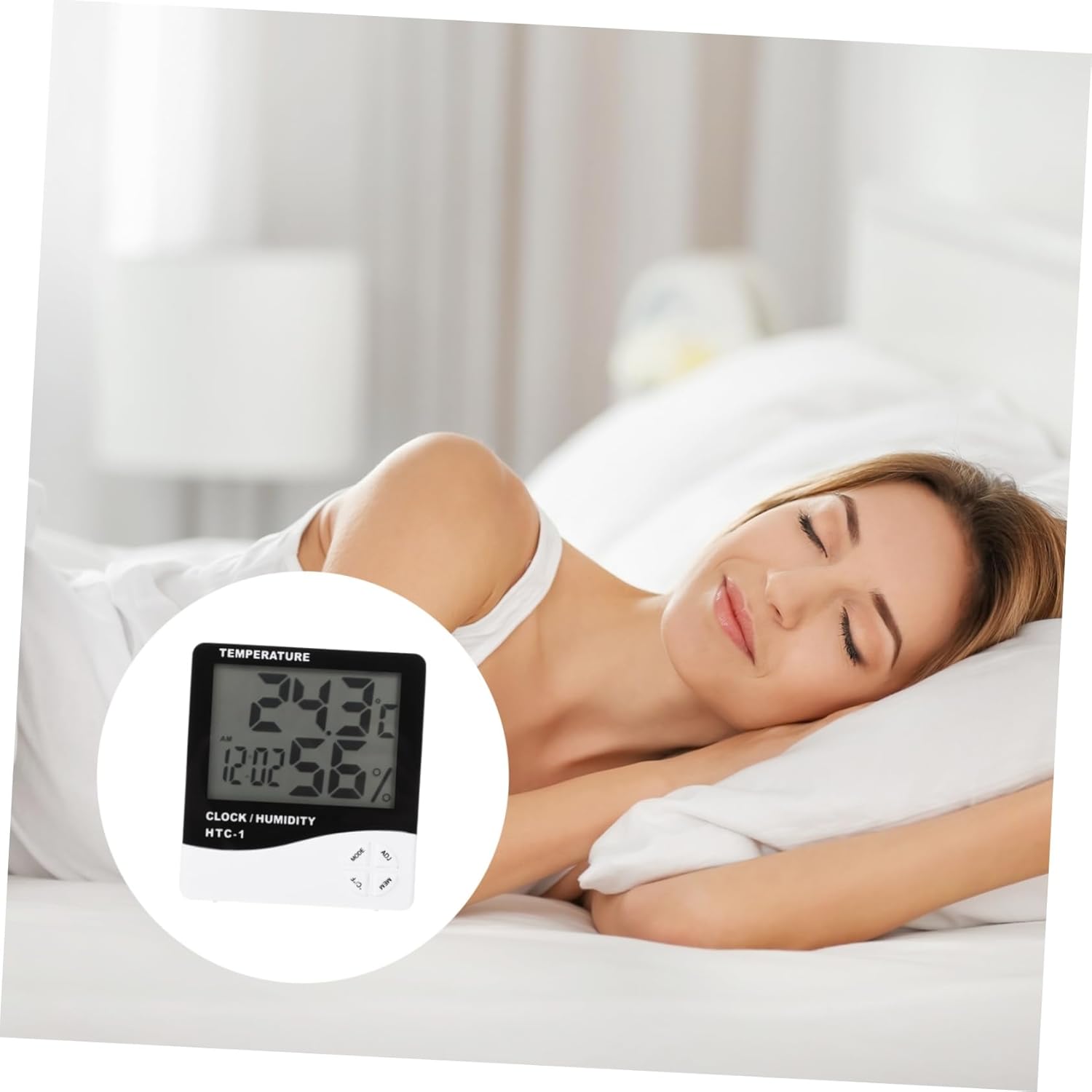 1pc LCD Thermometer Clock for Indoor Temp Humidity Monitoring