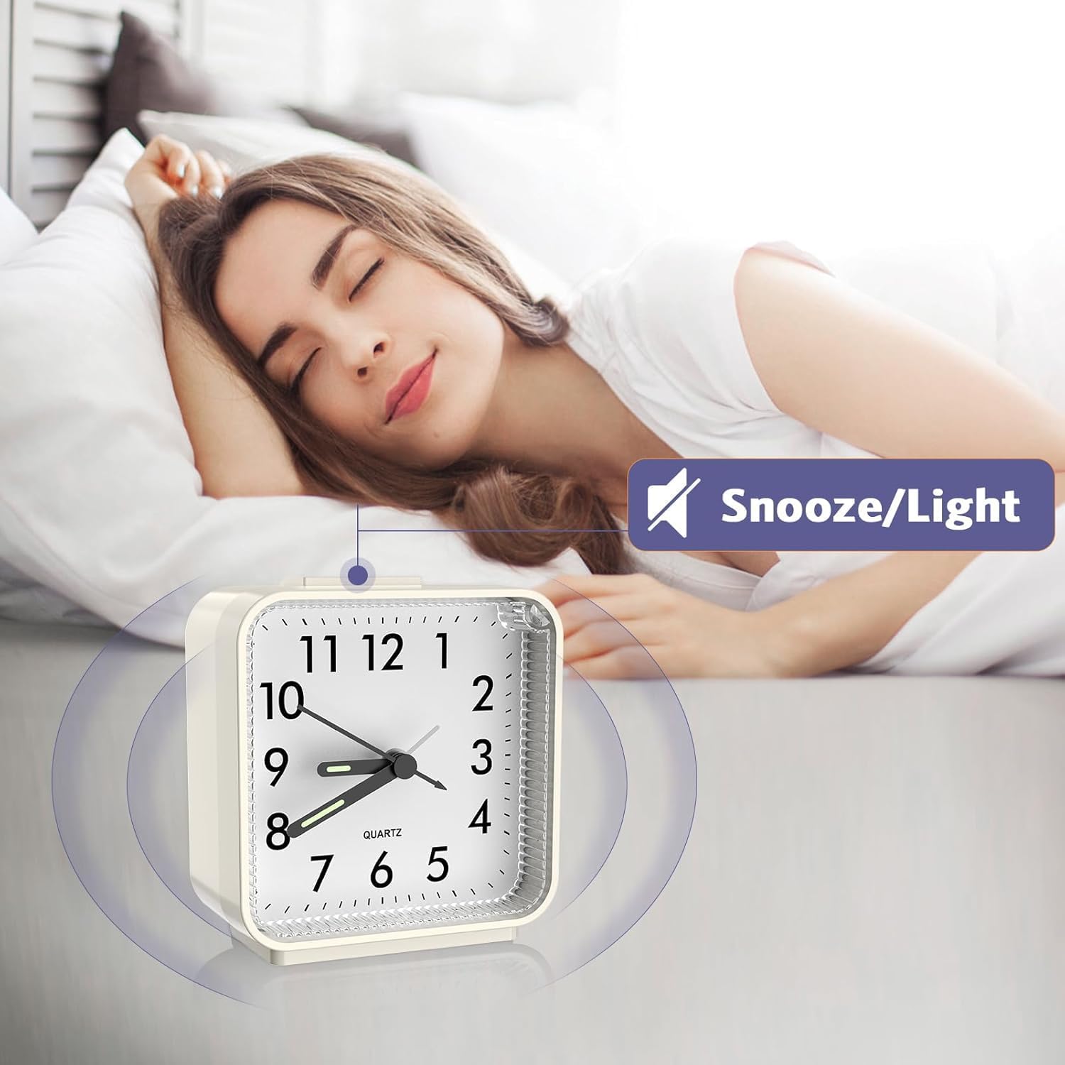 Oqimax Silent Alarm Clock with Night Light and Large Display
